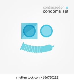 Condom and package icon on white background