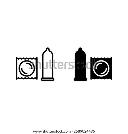 condom package icon set color editable on white background