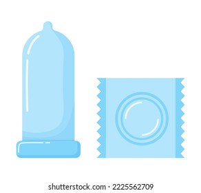 Kondom und Verpackung einzeln auf weißem Hintergrund	