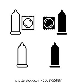 condom package line icon set vector color editable