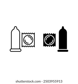 Kondom-Paket-Linie Symbol Set Vektorfarbe bearbeitbar