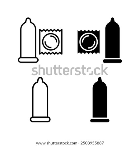 condom package line icon set vector color editable