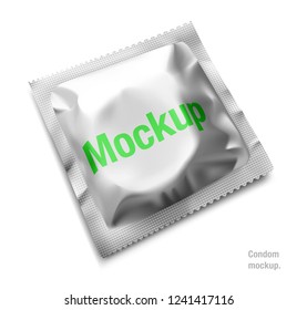 Condom package mockup. Vector illustration isolated on white background, ready and simple to use for your design. EPS10.