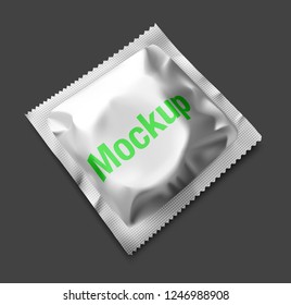 Condom package mockup. Vector illustration on black background, ready and simple to use for your design. EPS10.