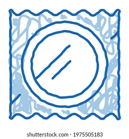 Condom Package sketch icon vector. Hand drawn blue doodle line art Condom Package sign. isolated symbol illustration