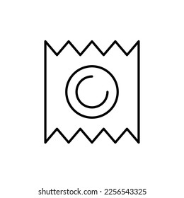 Kondom in einem Packet isolierte Linie Symbol. Vektorzeichen für Anwendungen, Bücher, Banner, Werbung, Orte, Geschäfte, Läden