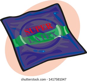 Condom with packing. vector illustration
