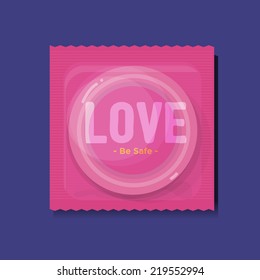 condom packs with "love letters"- vector illustration