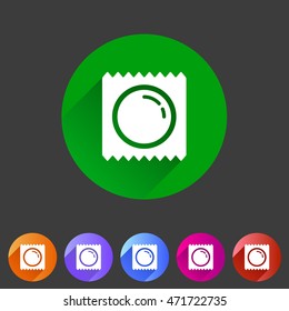 Condom preservative pack wrap icon flat web sign symbol logo label set