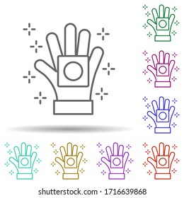 Icono de multicolor de mano de protección de preservativos. Línea delgada simple, contorno vectorial sin iconos de organización para ui y ux, sitio web o aplicación móvil