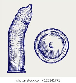 Condom ready to use. Doodle style