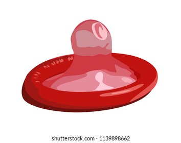 condom realistic vector illustration isolated red