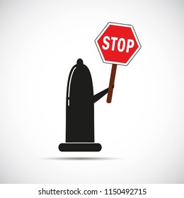 condom red warning sing stop vector illustration