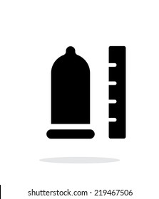 Condom with ruler icon on white background. Vector illustration.