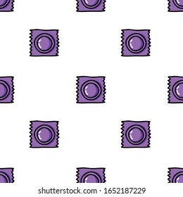 condom seamless doodle pattern, vector illustration