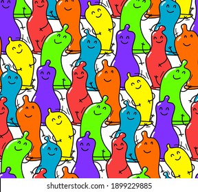 Condom seamless pattern cute illustration Rainbow LGBT. hand drawn Vector illustration Doodle style. 