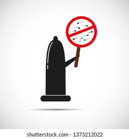 condom with shield no sperm vector illustration
