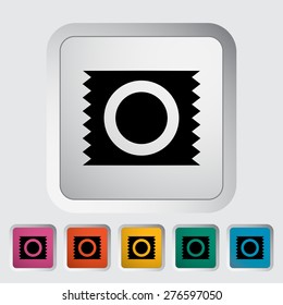 Condom. Single flat icon on the button. Vector illustration.