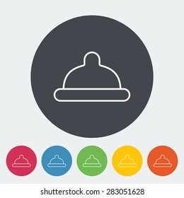 Condom. Single flat icon on the button. Vector illustration.