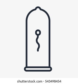 Condom Sperm Minimal Flat Line Outline Stroke Icon Pictogram Symbol