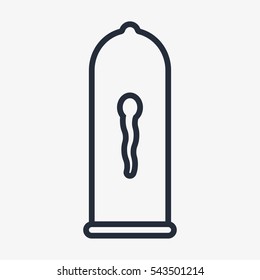 Condom Sperm Minimal Flat Line Outline Stroke Icon Pictogram Symbol