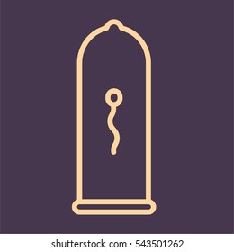 Condom Sperm Minimal Flat Line Outline Stroke Icon Pictogram Symbol