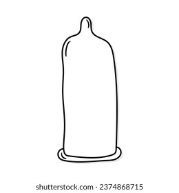 Condom vector icon in doodle style. Symbol in simple design. Cartoon object hand drawn isolated on white background.