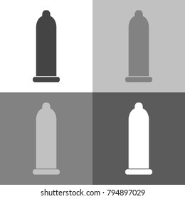 Condom vector icon, protect symbol with shadow design. Vector icon on white-grey-black color