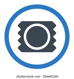 Condom vector icon. Style is bicolor flat rounded symbol, smooth blue colors, rounded angles, white background.