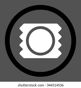 Condom vector icon. Style is bicolor flat rounded symbol, black and white colors, rounded angles, gray background.