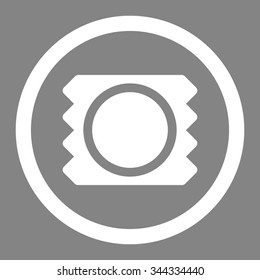 Condom vector icon. Style is flat rounded symbol, white color, rounded angles, gray background.