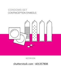 Condom vector illustration. Line icons design.