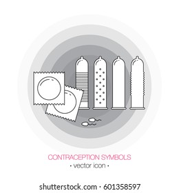 Condom vector illustration. Line icons design.
