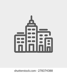 Condominium building icon thin line for web and mobile, modern minimalistic flat design. Vector dark grey icon on light grey background.
