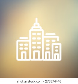 Condominium building icon thin line for web and mobile, modern minimalistic flat design. Vector white icon on gradient mesh background.