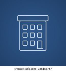 Condominium building line icon for web, mobile and infographics. Vector light blue icon isolated on blue background.