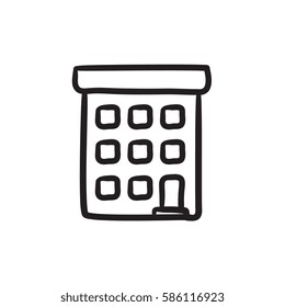 Condominium building vector sketch icon isolated on background. Hand drawn Condominium building icon. Condominium building sketch icon for infographic, website or app.
