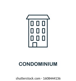 Condominium icon. Line style symbol from real estate icon collection. Condominium creative element for logo, infographic, ux and ui