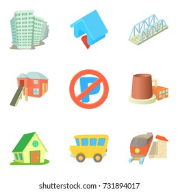 Condominium icons set. Cartoon set of 9 condominium vector icons for web isolated on white background