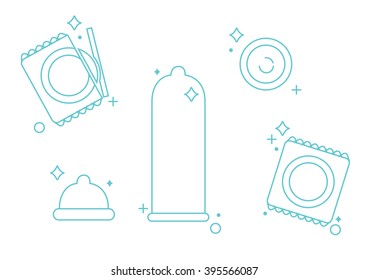 Condoms icon vector set, contraception