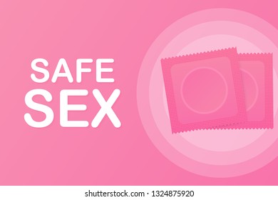Condoms Package. Safe Love. Concept safe sex, healthy lifestyle. Contraception. Vector stock illustration.