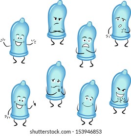 Condoms set isolated on white background