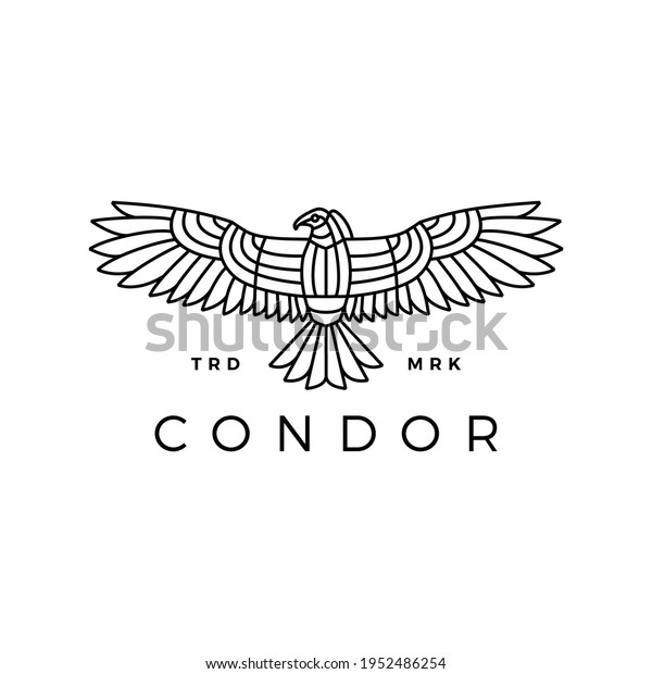 condor\
eagle bird monoline logo vector icon\
illustration