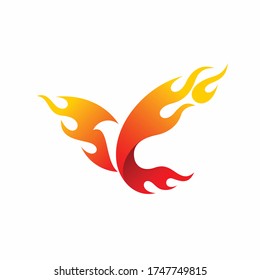 condor fire logo, bird fire logo design