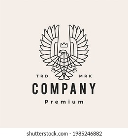 condor king monoline outline hipster vintage logo vector icon illustration