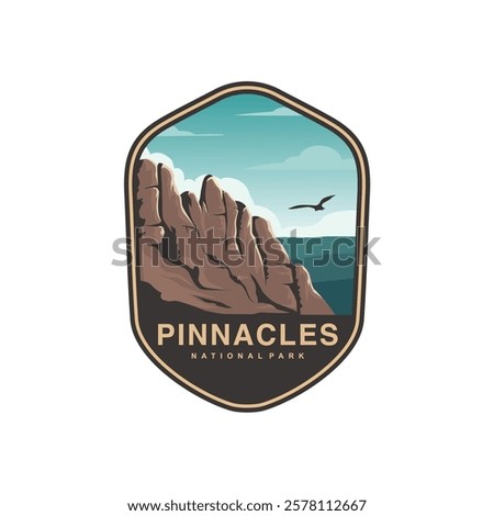 Condor on Pinnacles National Park logo patch emblem design illustration, Condor on the peak vector.