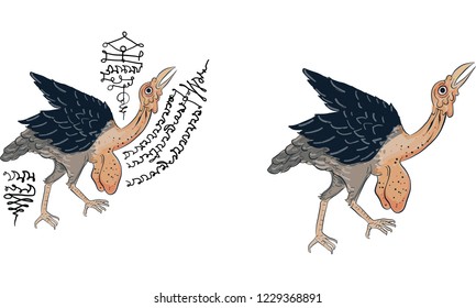 condor in Thai tradition painting,Thai tattoo, vector
