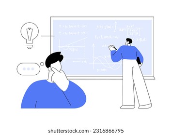 Conduct calculations abstract concept vector illustration. Mathematician making calculations, matter and energy study, fundamental scientific equations, quantum physics sector abstract metaphor.