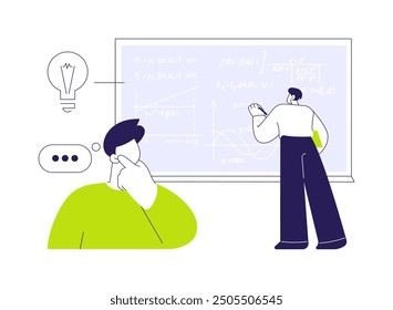 Durchführung von Berechnungen abstraktes Konzept, Vektorgrafik. Mathematiker machen Berechnungen, Materie-und Energie-Studie, grundlegende wissenschaftliche Gleichungen, Quantenphysik Sektor abstrakte Metapher.