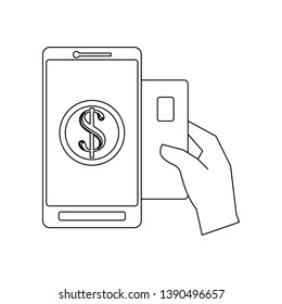 to conduct a card mobile banking icon. Element of banking for mobile concept and web apps icon. Outline, thin line icon for website design and development, app development